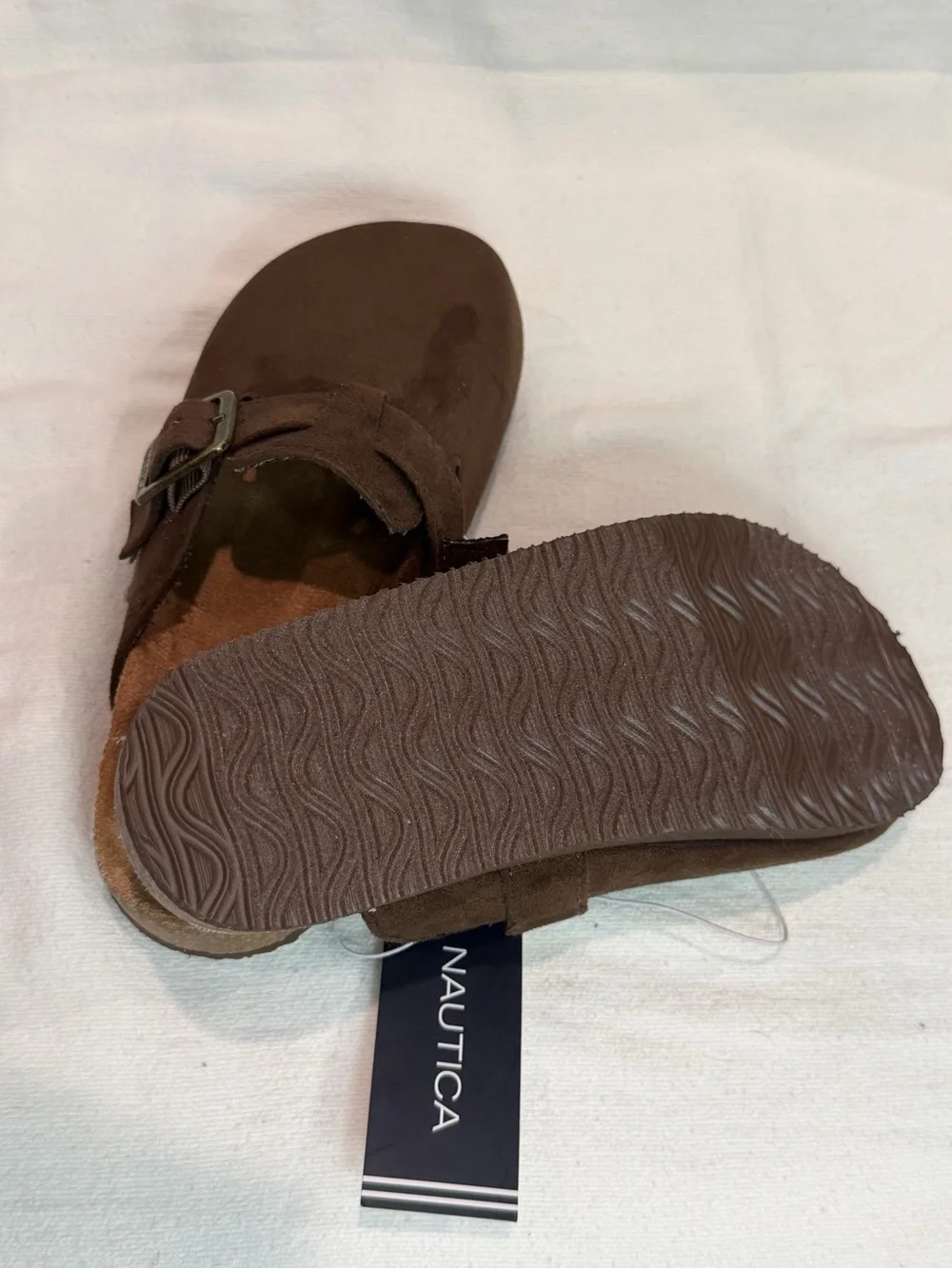 Nautica Brown Suede Slip-On Clog Slippers